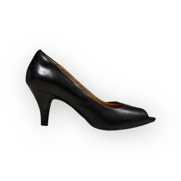 Clark’s Indigo Wessex Eider Black Leather Peep Toe Pump Shoes 6M - Picture 2 of 11